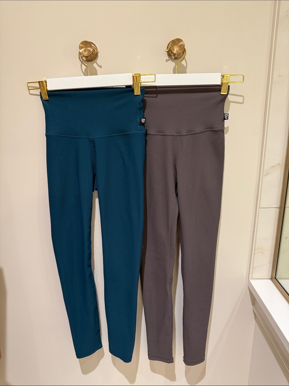 Born Primitive Ribbed High-Waist Limitless Leggings in Teal and Gray (set of 2)